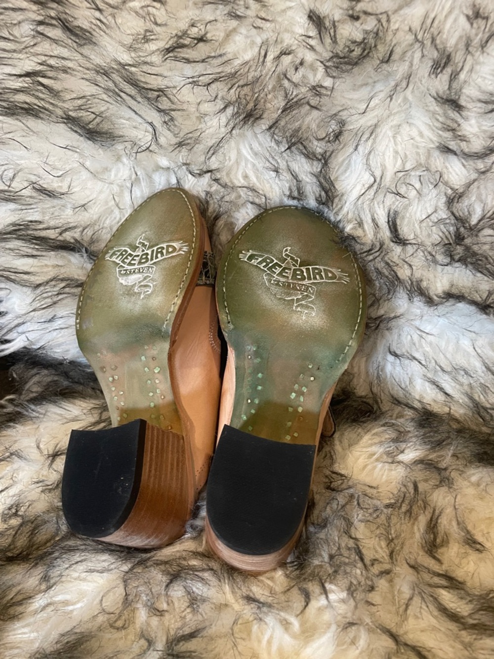 NEW Caprice Tan Leather Sandals Metallic Snake-Print Freebird by Steven BS3 - Picture 6 of 6